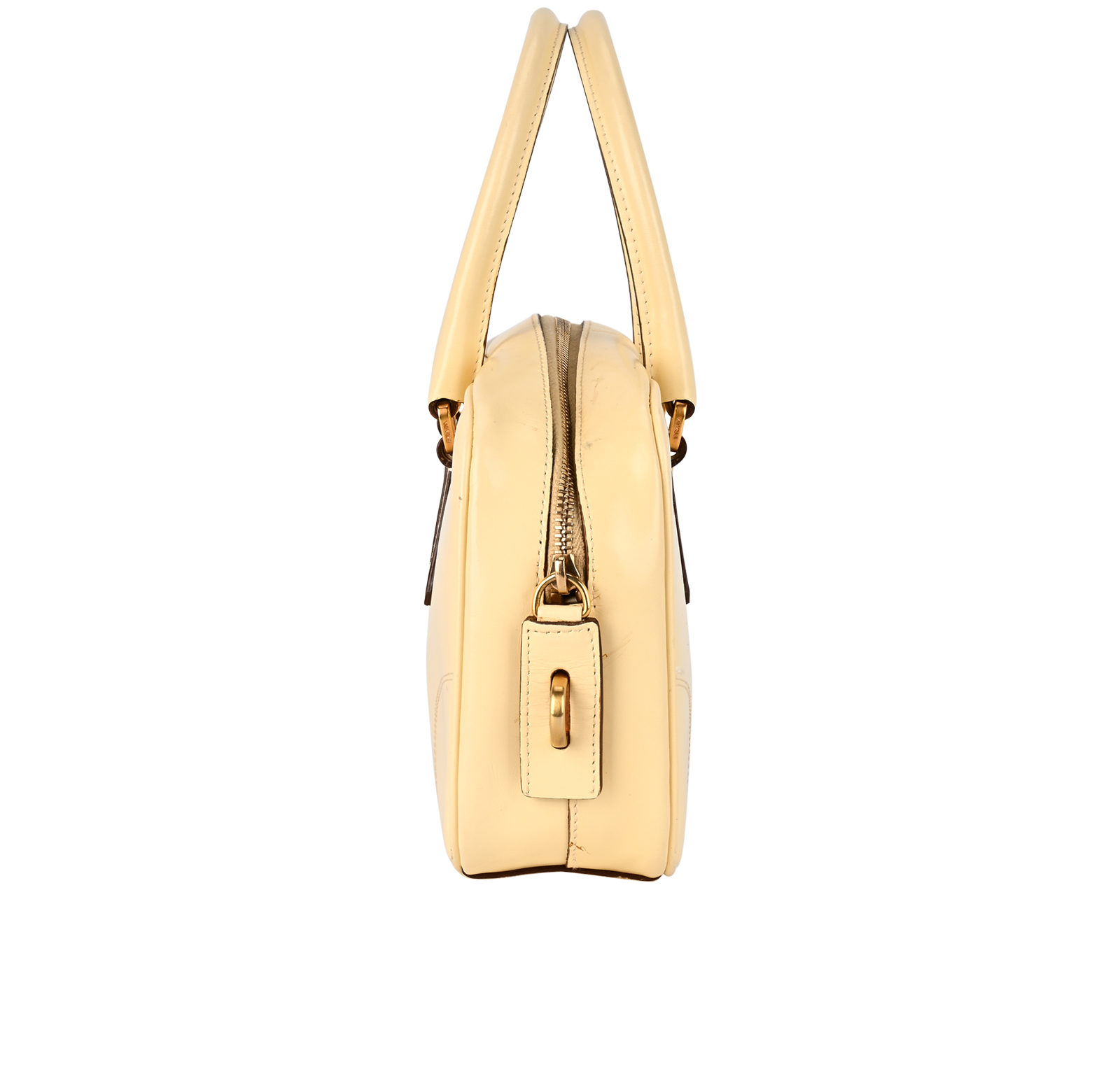 Bowling Tote, &pound;595, Handbags, Cream, Leather, Side view